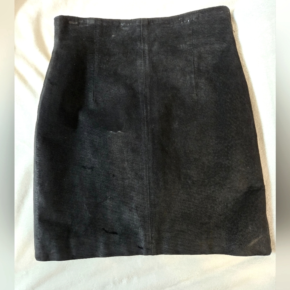 💥RARE💥CUIR Classique Pour Femme-Body Exteriors vintage suade Leather skirt 7/8